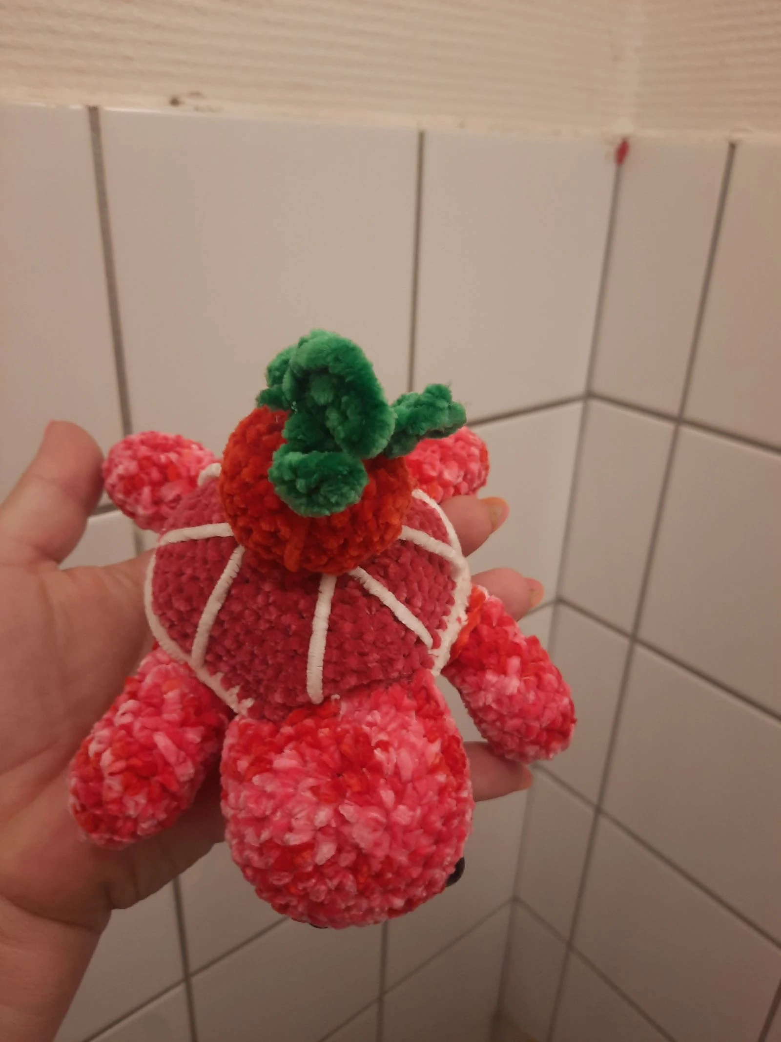 🍓 Tortue Fraise au crochet fait main – Collection Tortues Fruitées – Pièce unique 🐢 – photo 6